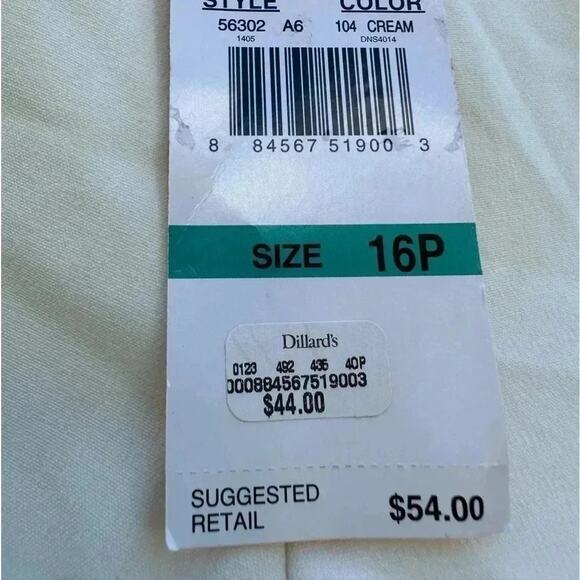 Rudy Rd, cream colored dress pants NWT Size16P - Picture 4 of 4